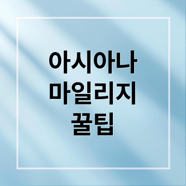 아시아나 마일리지 적립부터 활용까지 완벽 가이드
