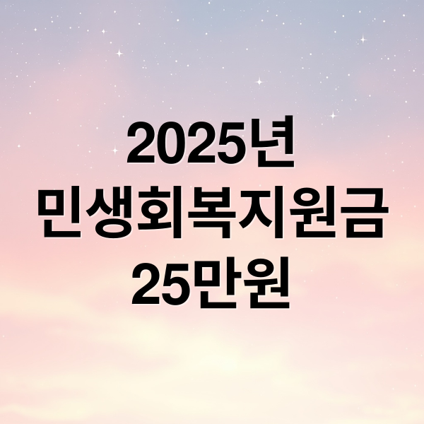2025 민생회복지원금 25만원 신청 방법과 지급 시기 총정리