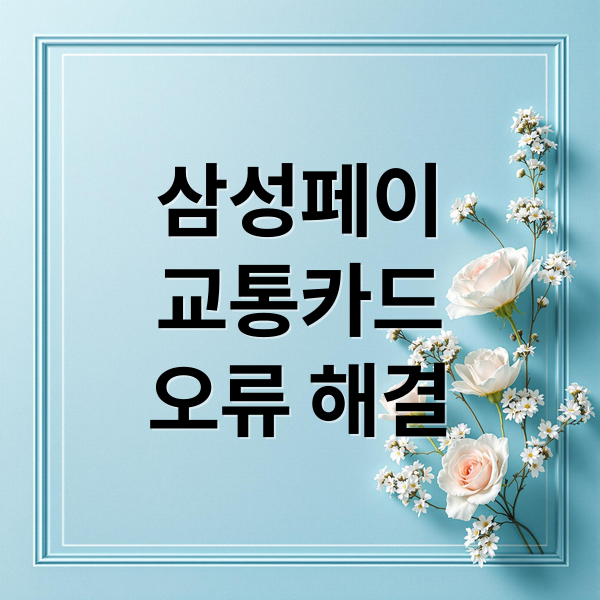 삼성페이 교통카드 등록 오류 해결과 사용법 완벽 가이드