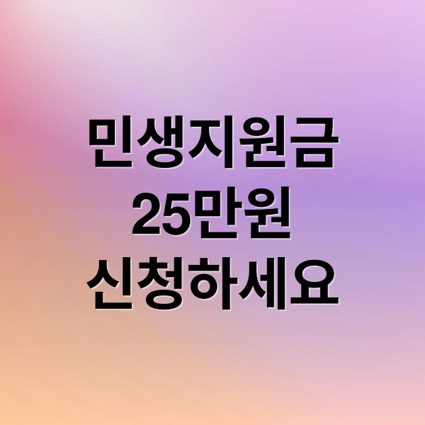 민생지원금 25만원 신청 방법부터 지급 시기까지 총정리