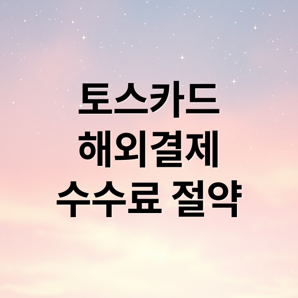 토스카드 해외결제 수수료 총정리 및 절감 꿀팁