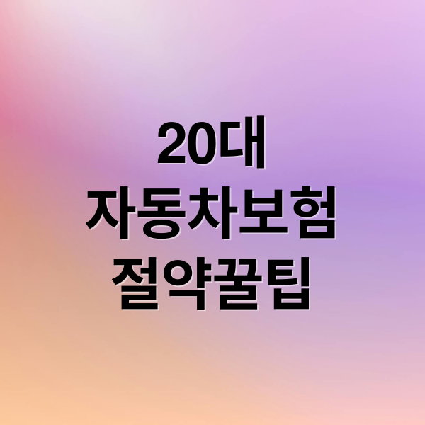 20대 자동차 보험료 절감을 위한 실전 가이드와 꿀팁