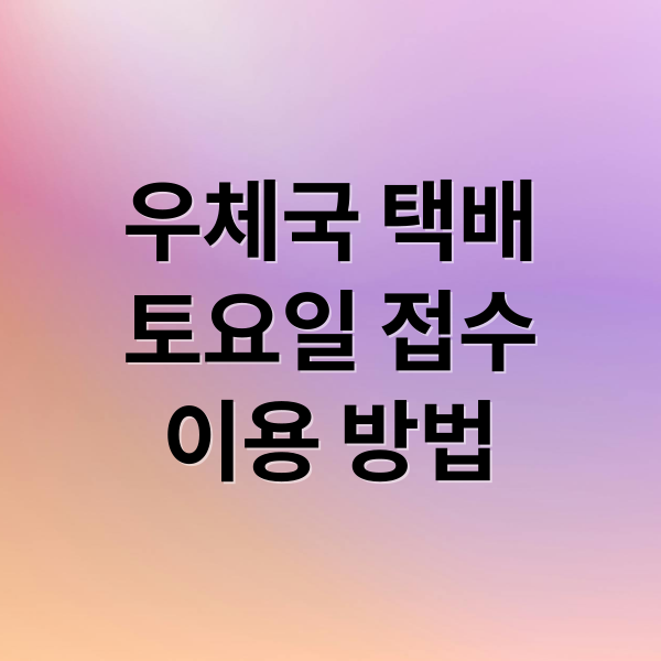 우체국 택배 토요일 접수부터 배송까지 완벽 가이드