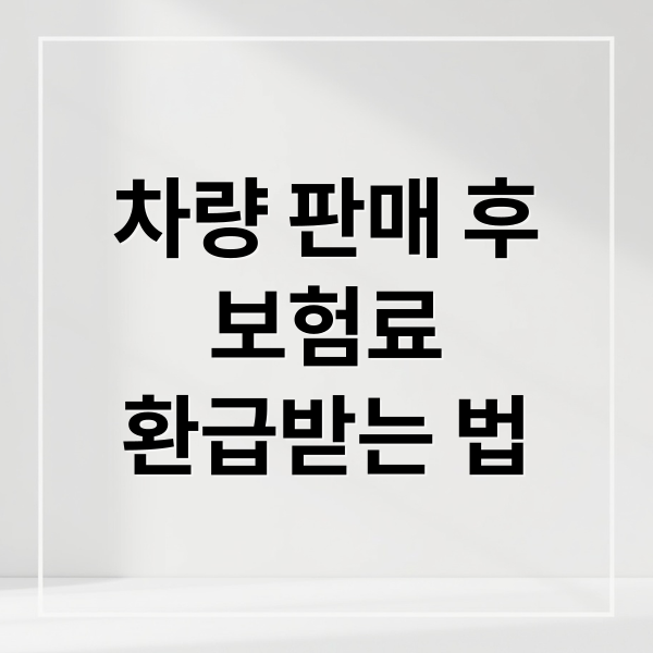 차량 판매 후 자동차 보험료 환급, 이것만 알면 끝!