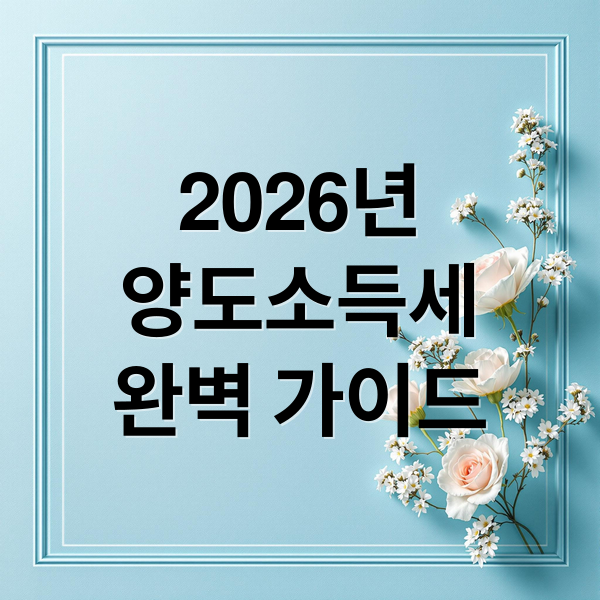 2026년 양도소득세 완벽 가이드: 신고, 증빙, 절세 꿀팁 총정리